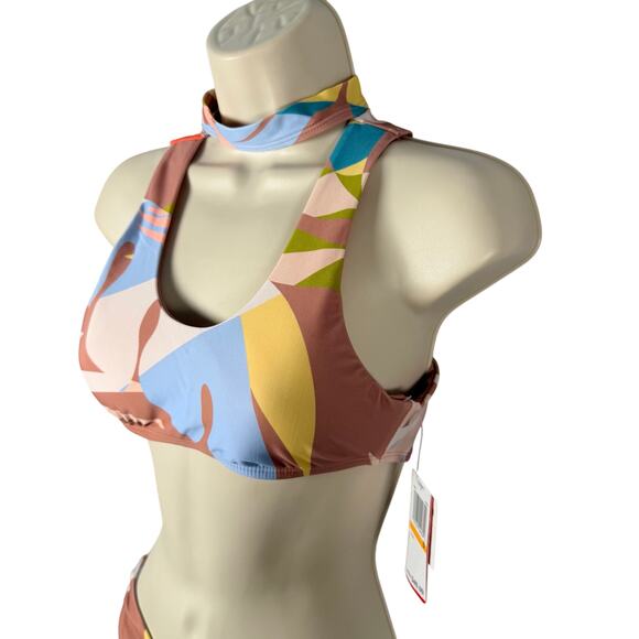 Gossip Bikini Small Multi-color Geometric Print Choker Collar Cheeky High Cut - Picture 3 of 16